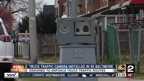 Truck traffic cameras installed in southeast Baltimore