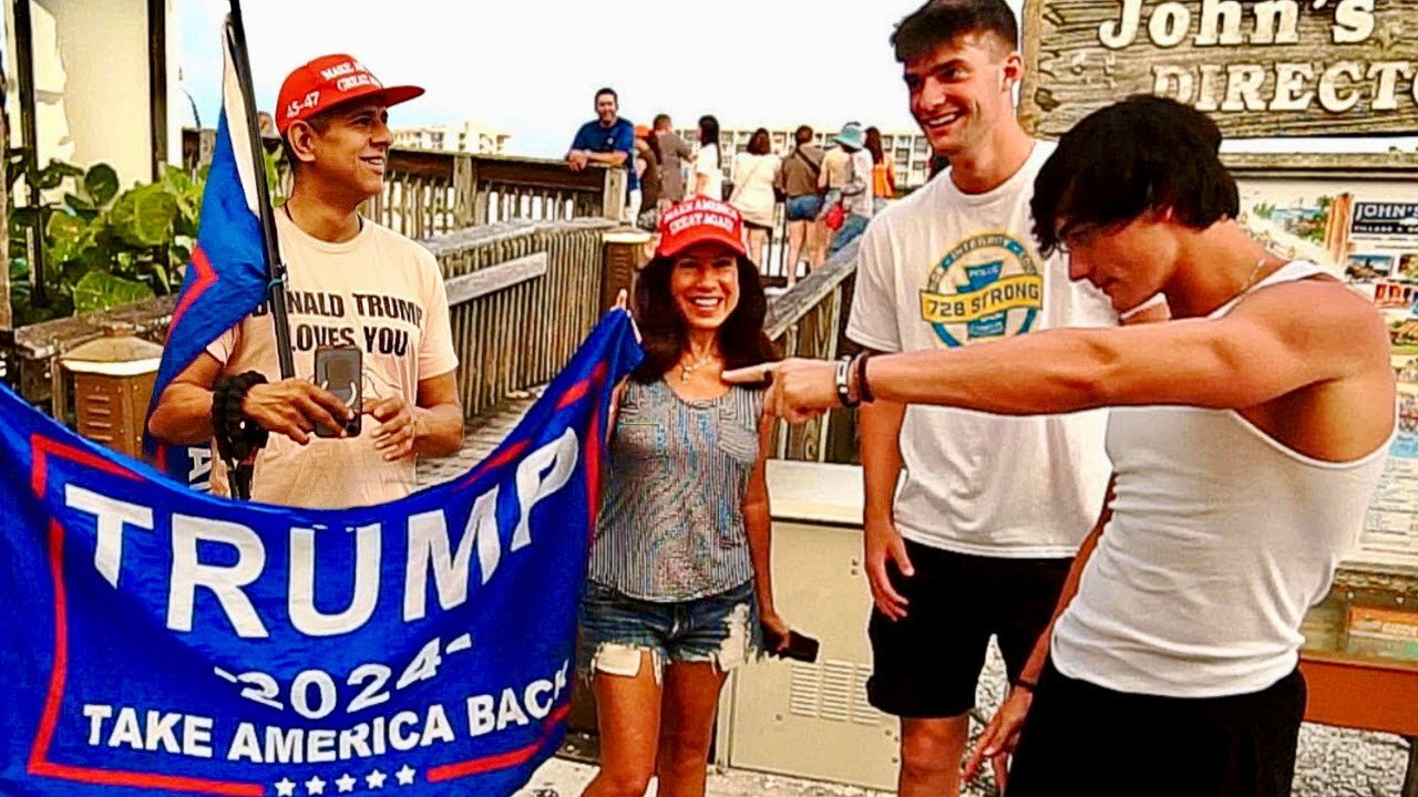 CRAZY KAMALA VOTERS AND TRUMP REACTIONS AT TREASURE ISLAND FLORIDA - TRY NOT TO LAUGH