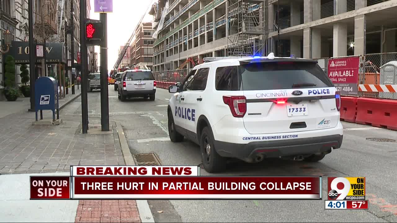Three hurt in partial building collapse