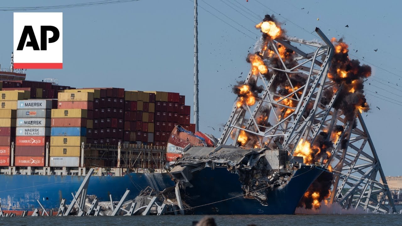 WATCH: Controlled demolition at Baltimore bridge collapse site