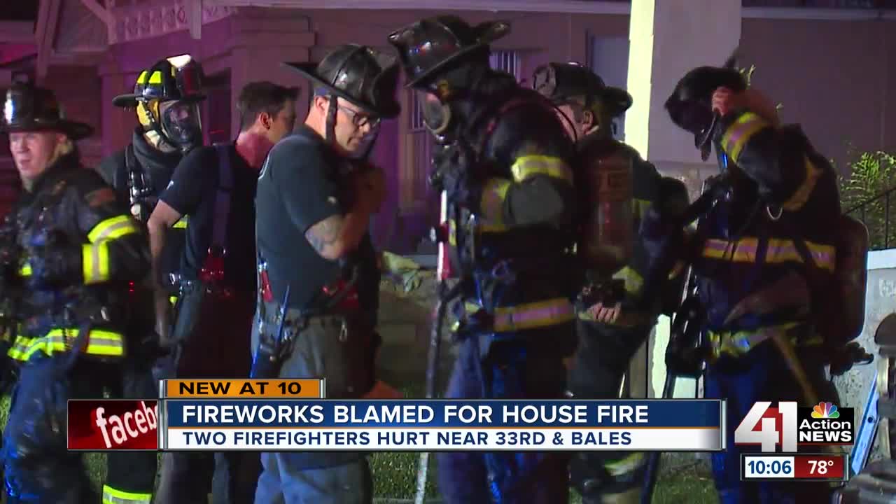 2 KCMO firefighters injured in fire caused by fireworks