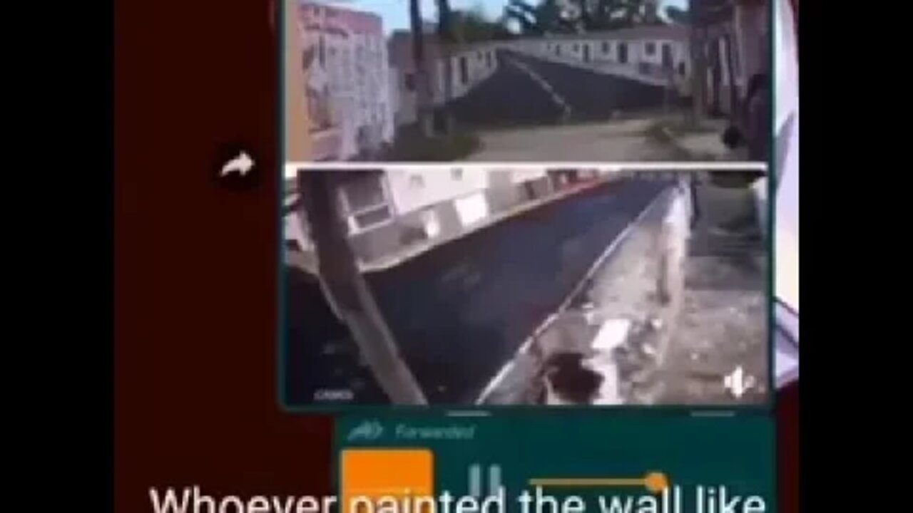 SUV drives into painting of a road