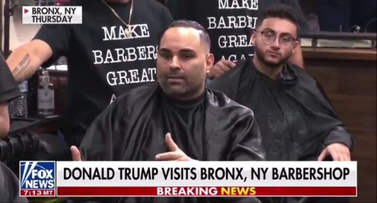 President Trump visits a New York barber shop