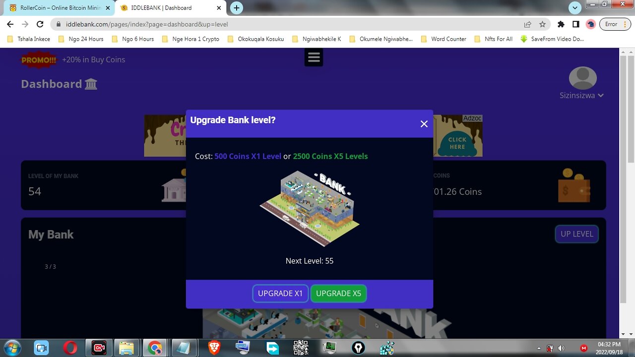 How To Upgrade Your Bank Level At IDDLEBANK To Increase Your Coin Production