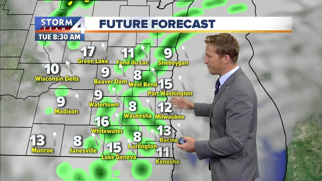 On-and-off showers Tuesday