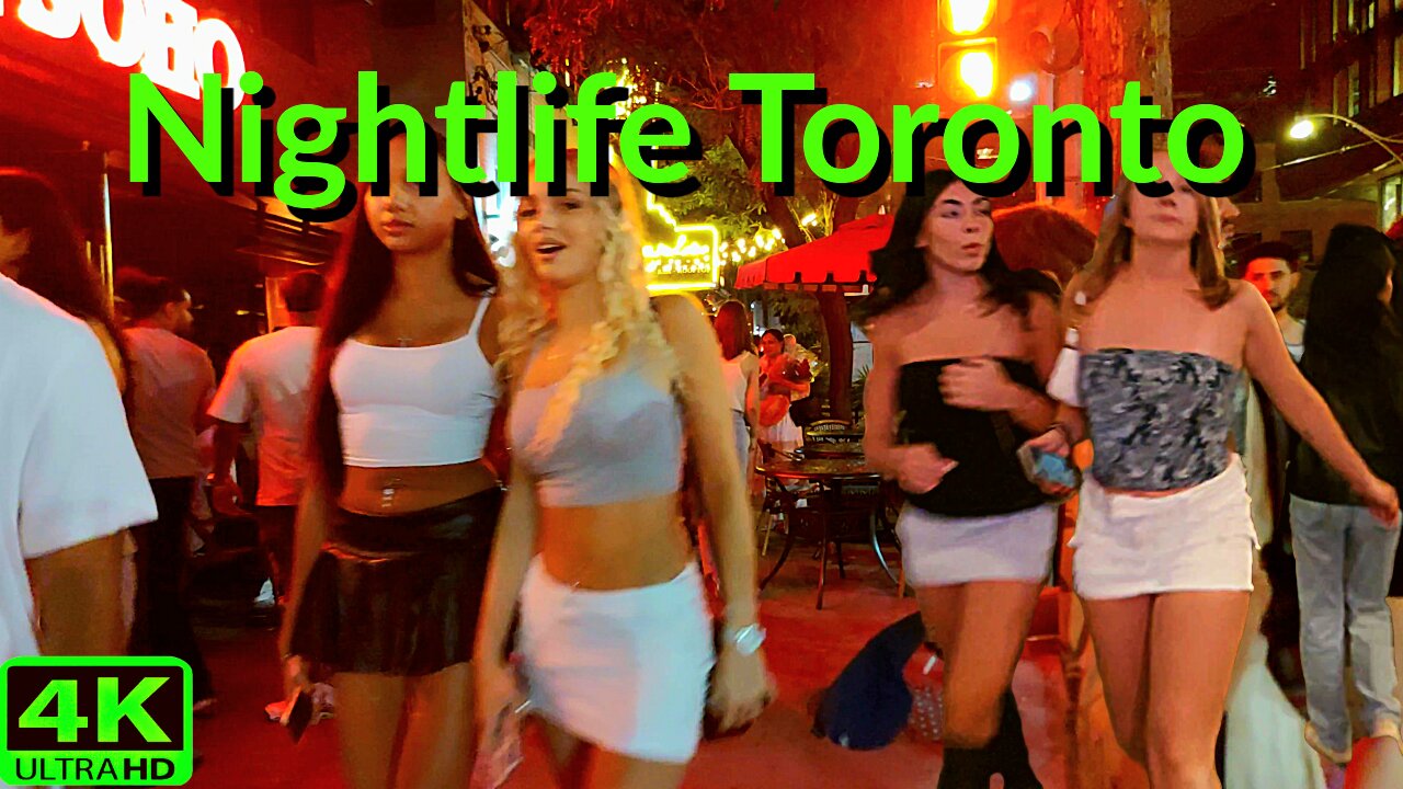 【4K】Hot 🔥 Nightlife Downtown Toronto Canada 🇨🇦
