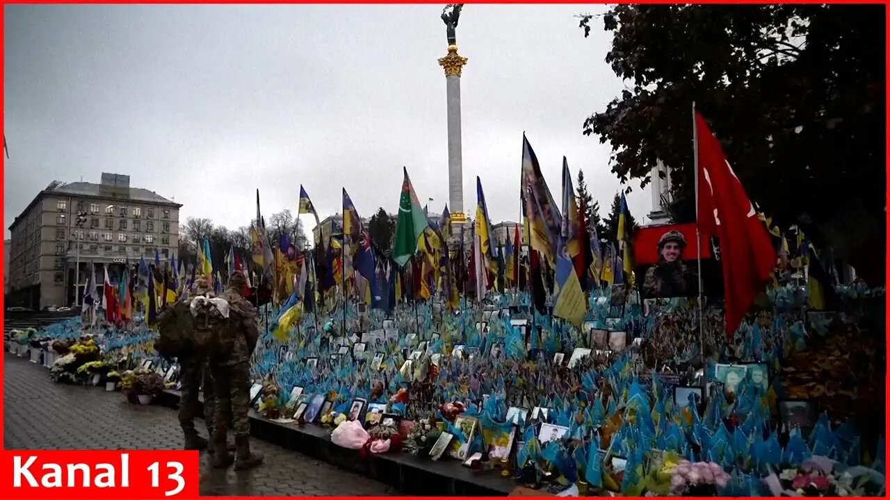 Makeshift memorial grows in Ukraine’s capital after 1,000 days of war