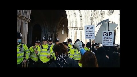 The Trial of Julian Assange - supporters outside court