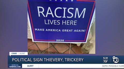 Political sign thievery, trickery in San Diego yards