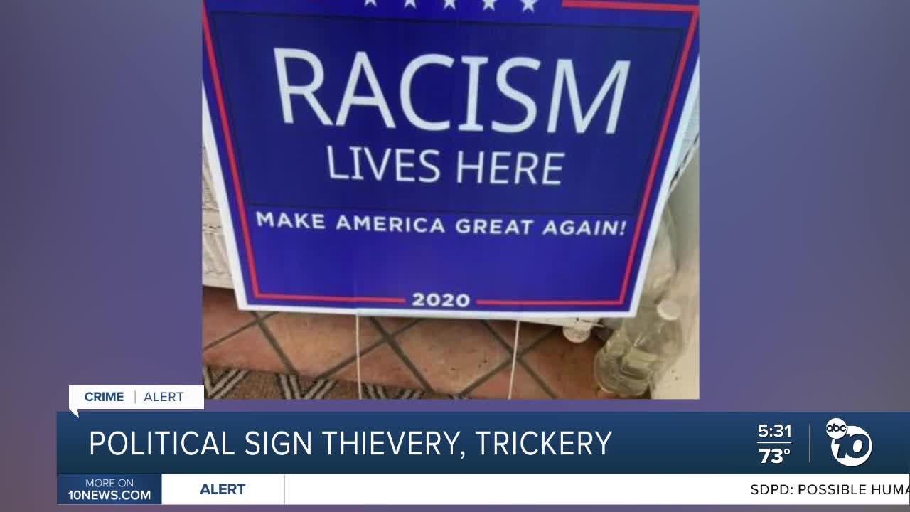 Political sign thievery, trickery in San Diego yards