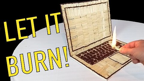 Match Chain Reaction Burning a Laptop made from Matches Fire Art