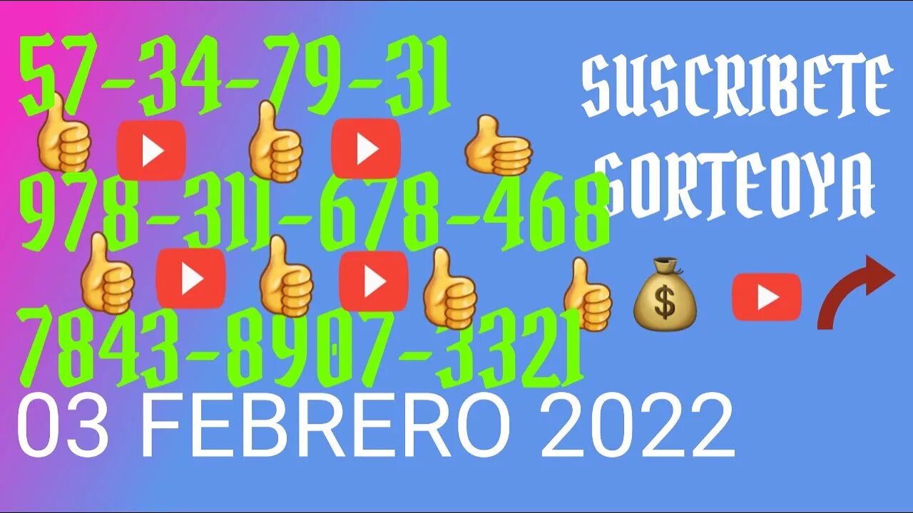 SORTEOYA NUMERO PROBABLE 3 FEBRERO 2022