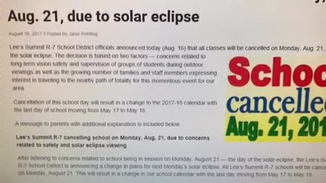 Lee’s Summit R-7 School District cancels class for total solar eclipse