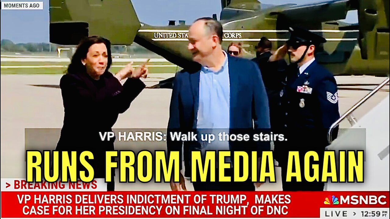 Kamala RUNS up the stairs to AVOID the Media…AGAIN!