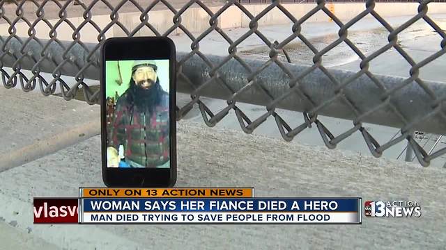 Woman says fiance died trying to save people from floods