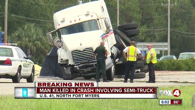 One dead in van vs. semi truck collision in North Fort Myers