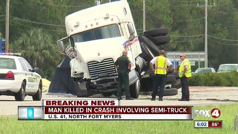 One dead in van vs. semi truck collision in North Fort Myers