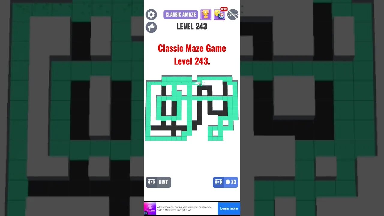 Classic Maze Game Level 243. #shorts