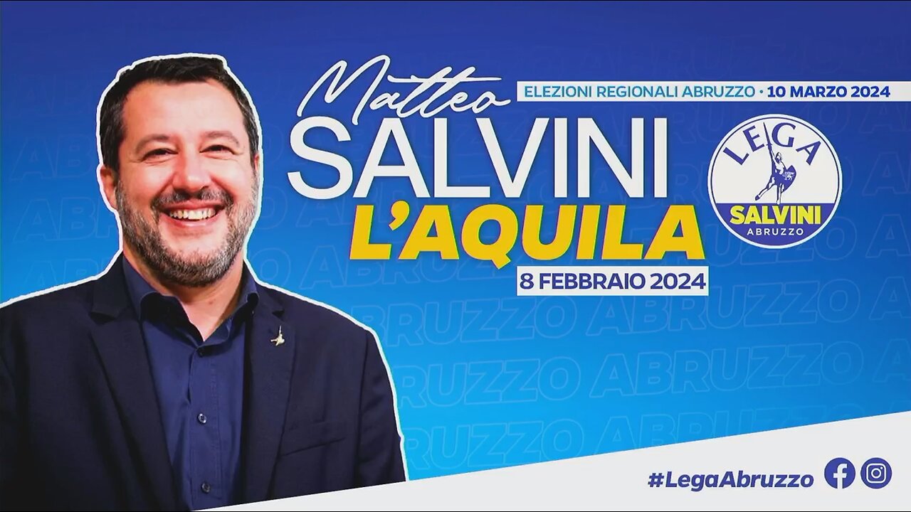 🔴 Matteo Salvini a L'Aquila: presentazione dei candidati della Lega alle elezioni regionali del 10/3