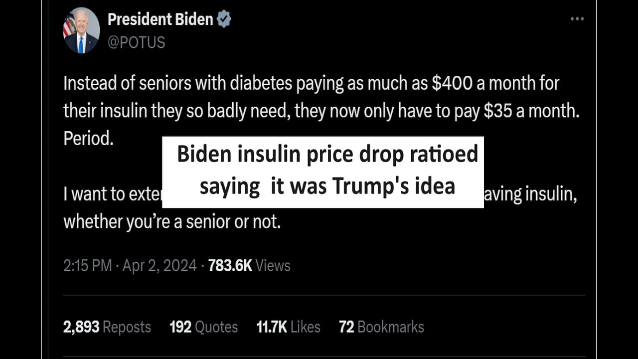 Biden’s insulin price drop ratioed with comments crediting Trump