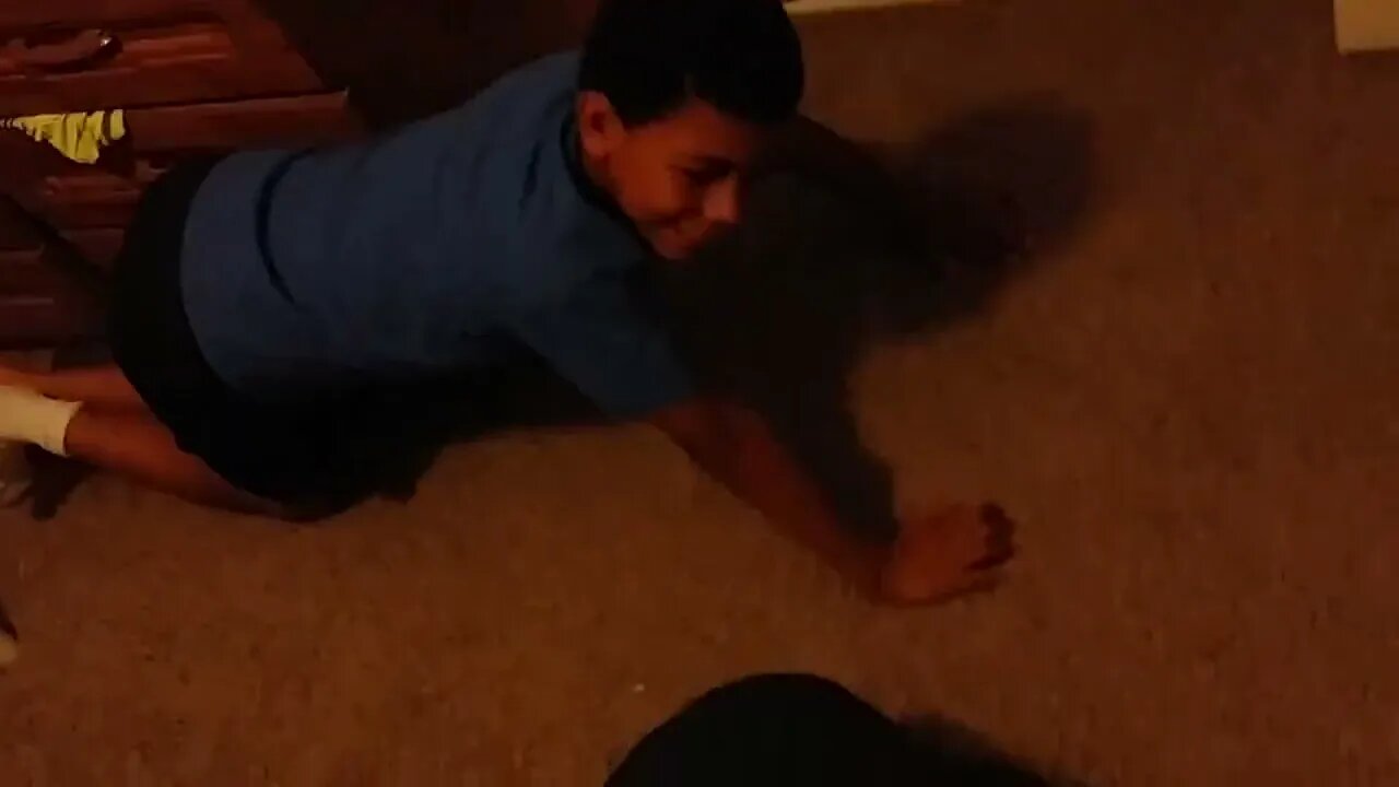 Toby and TJ do Push Ups! lol