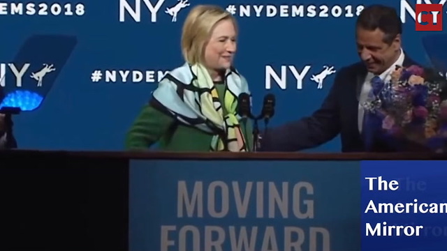 Watch: Hillary Gets Cuomo's Help To Climb Just One Step