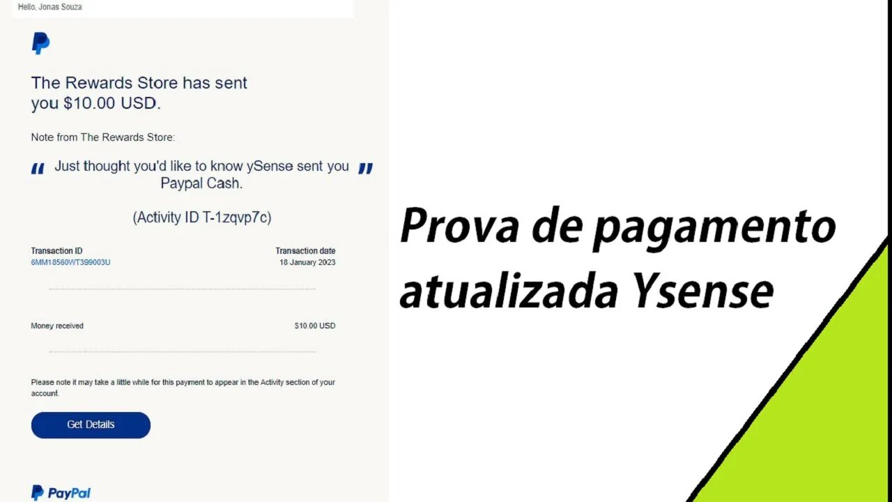 Prova de pagamento atualizada | Ysense