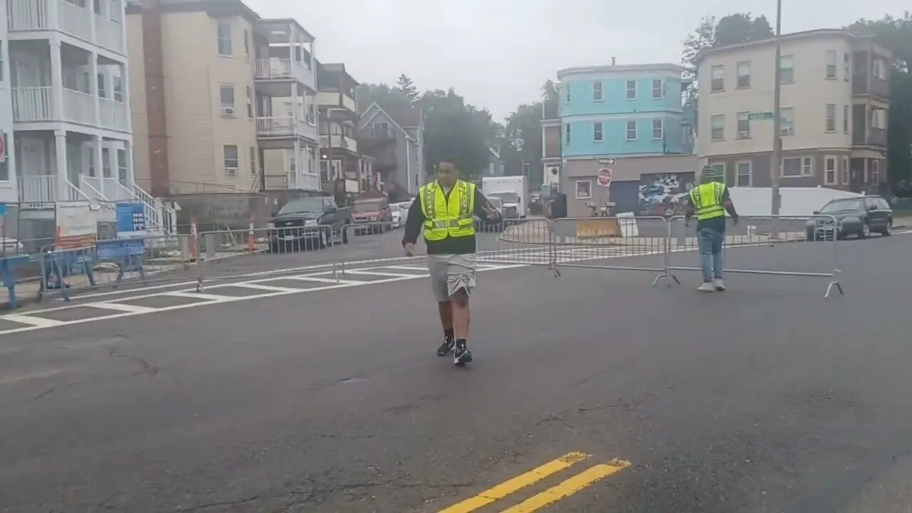 Boston police setting up for Jouvert