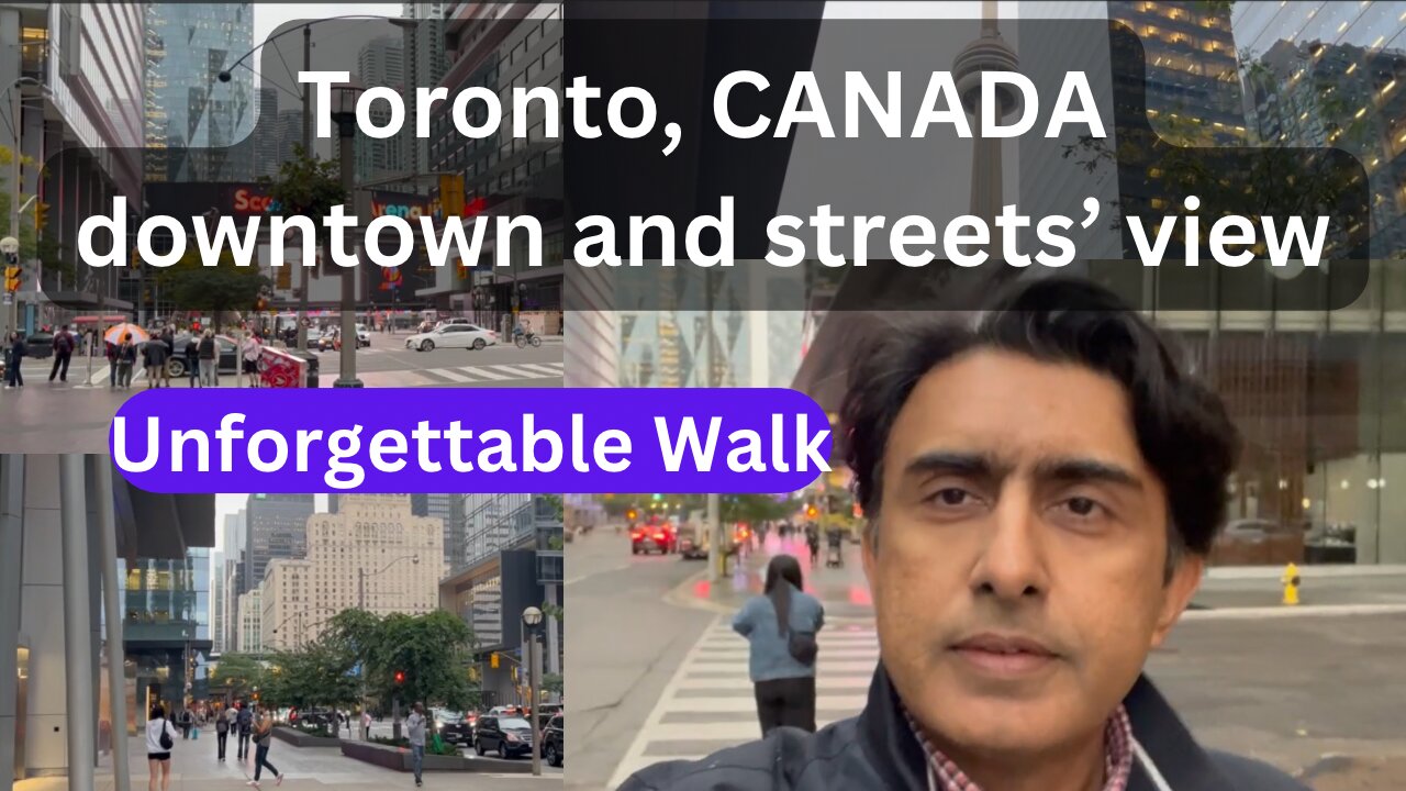 Walking tour of Toronto downtown and street | CN tower view | aquarium view | restaurants | people