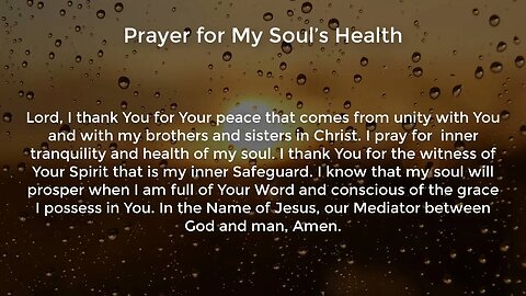 Prayer for My Soul’s Health (Prayer for Peace of Mind)