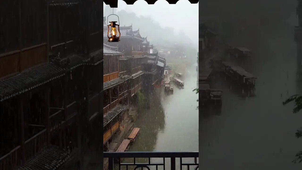 震撼·雨声助眠：江边古城下雨声帮助你深度睡眠缓解压力治愈失眠BGM#rain #rainsounds #sleep #sleepmusic #shorts #shortsvideo