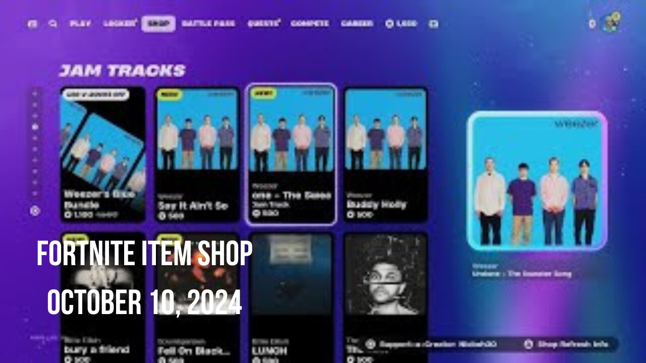 Fortnite Item Shop|October 10, 2024(*New* Jam Tracks)