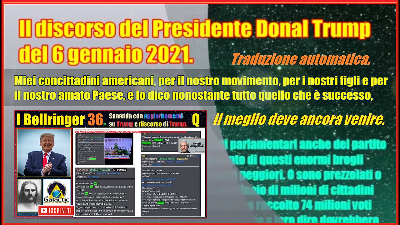 Il discorso del Presidente Donal Trump del 6 gennaio 2021.