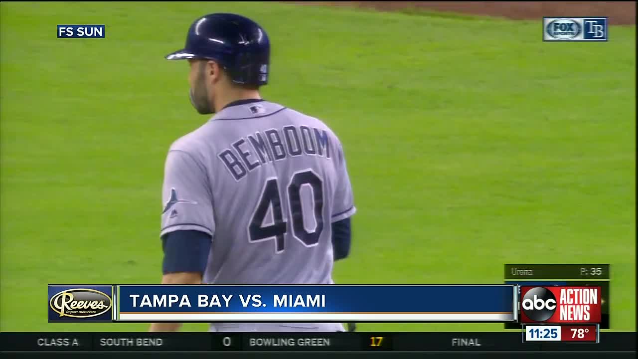 Anthony Bemboom injures knee after getting first major league hit in Tampa Bay's 1-0 win over Miami