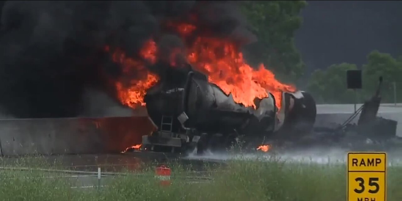 Fuel tanker fire on I-75 shuts down stretches of northbound and southbound lanes