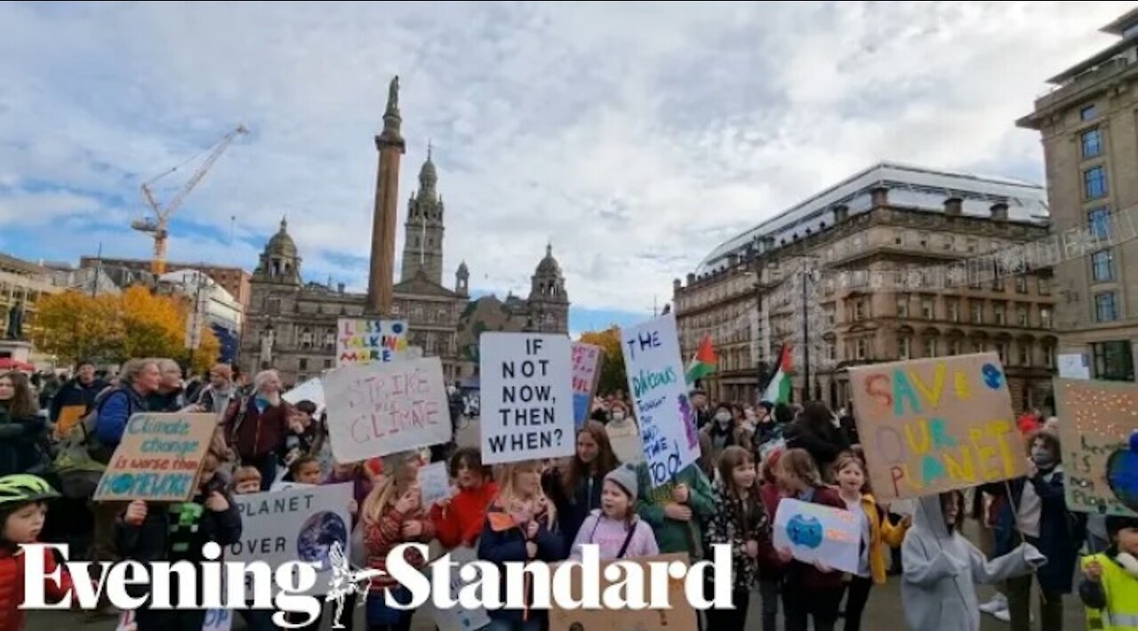 Greta Thunberg joins demonstrators during Glasgow climate march.