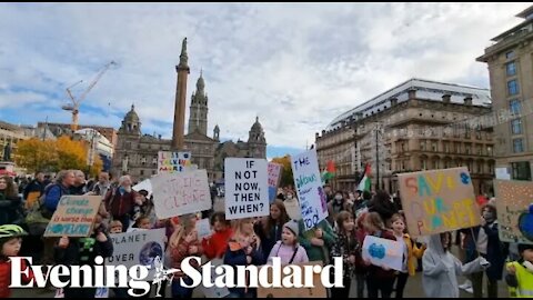 Greta Thunberg joins demonstrators during Glasgow climate march.