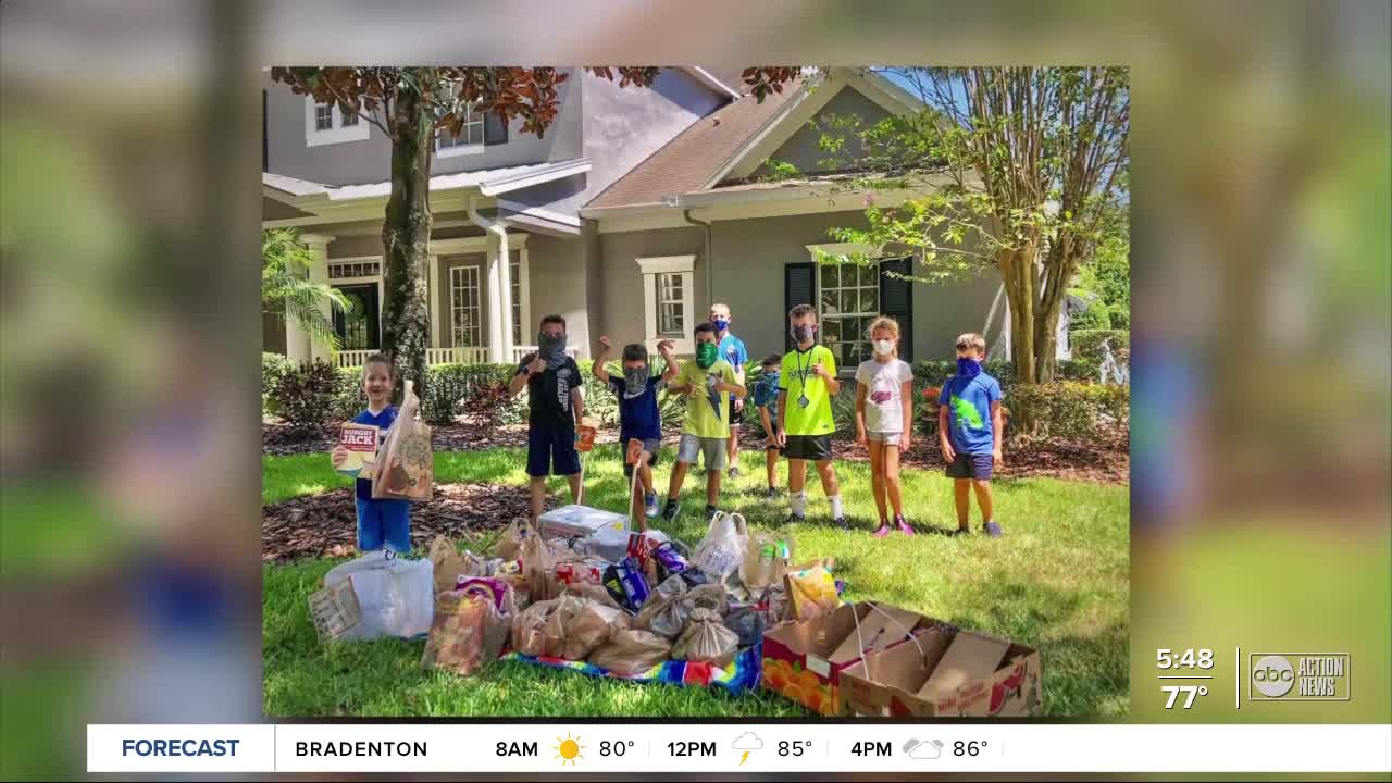 10-year-old leads neighborhood children in collecting food for nonprofit | The Rebound Tampa Bay