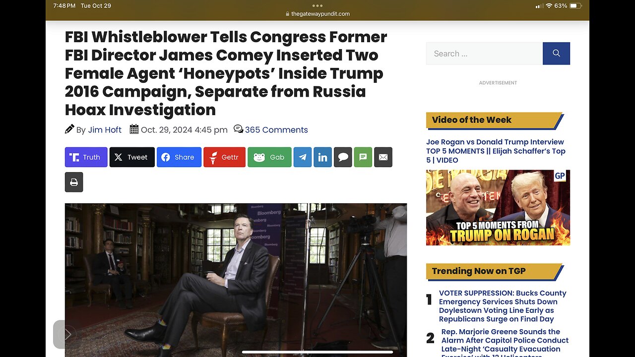 Former FBI Director James Comey Inserted Two Female Agent ‘Honeypots’ Inside Trump 2016 Campaign