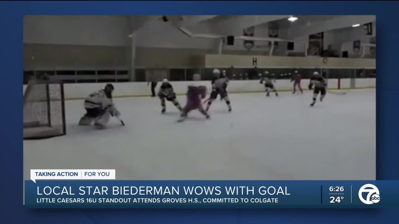 Local hockey star Elyssa Biederman wows with goal