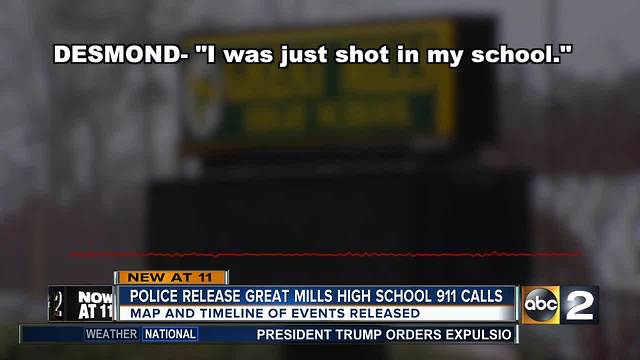 Evidence shows that Great Mills High School shooter shot himself, 911 calls released