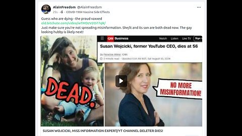 SUSAN WOJCICKI, MISS INFORMATION EXPERT/YT CHANNEL DELETER DIES!