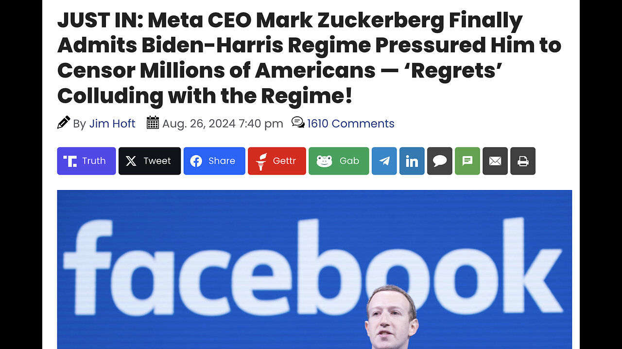 Meta CEO Mark Zuckerberg Finally Admits Biden-Harris