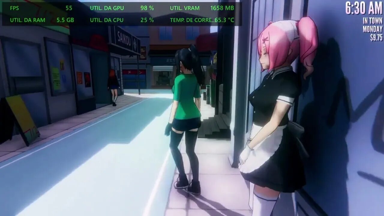 Yandere Simulator com graficos no maximo Lenovo Ideapad 3 AMD Ryzen 5500U com Radeon Vega 7 e 20GB