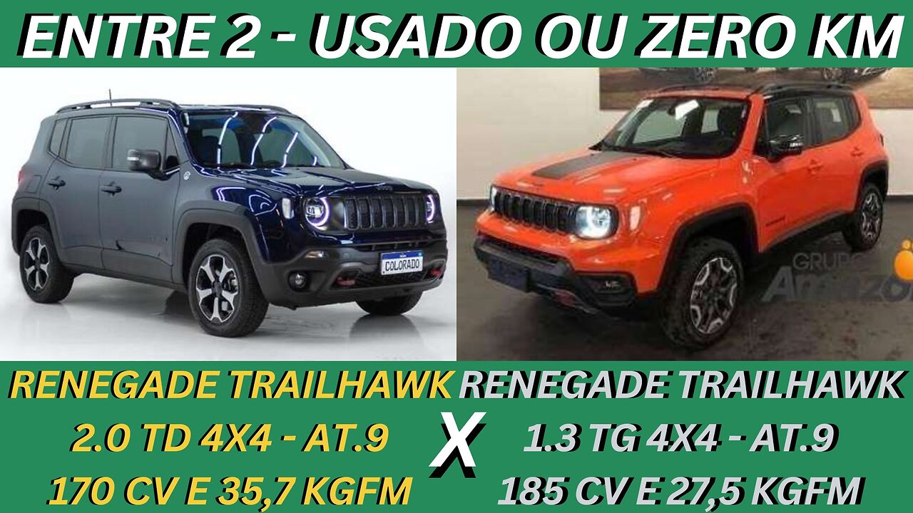 ENTRE 2 CARROS - JEEP RENEGADE DIESEL X JEEP RENEGADE FLEX - MAIS TORQUE OU POTÊNCIA ?