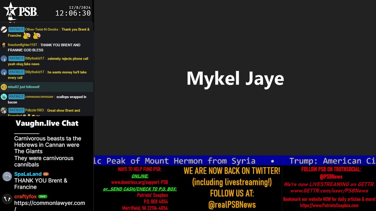 2024-12-08 12:00 EST - Mykle covering: