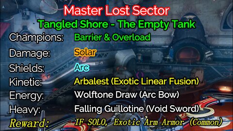 Destiny 2 Master Lost Sector: The Empty Tank on the Tangled Shore 1-7-22