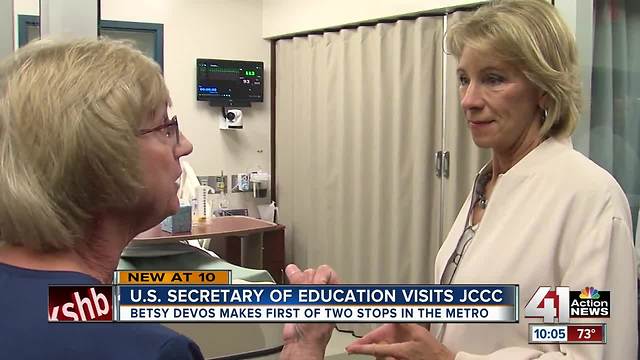 Betsy DeVos makes stops at Johnson County Community College for schools tour