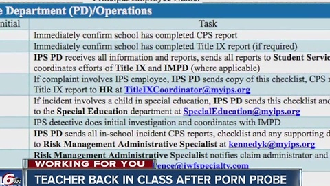 IPS: Teacher back to work after porn allegations