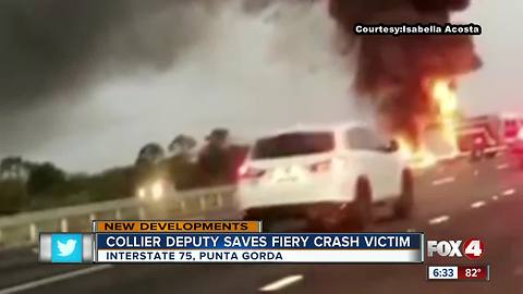 Deputy rescues driver in fiery crash